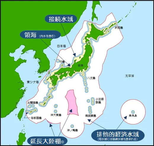 How many natural resources are there in the waters near Japan? Possibility of Japan including EEZ.